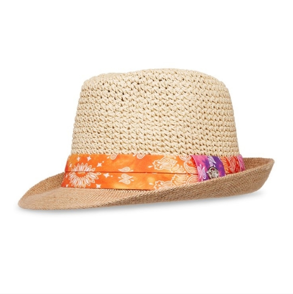 🆕️👒NEUTRAL WARM COLOURED PAISLEY-ACCENT FEDORA SUN HAT👒 - Picture 3 of 5